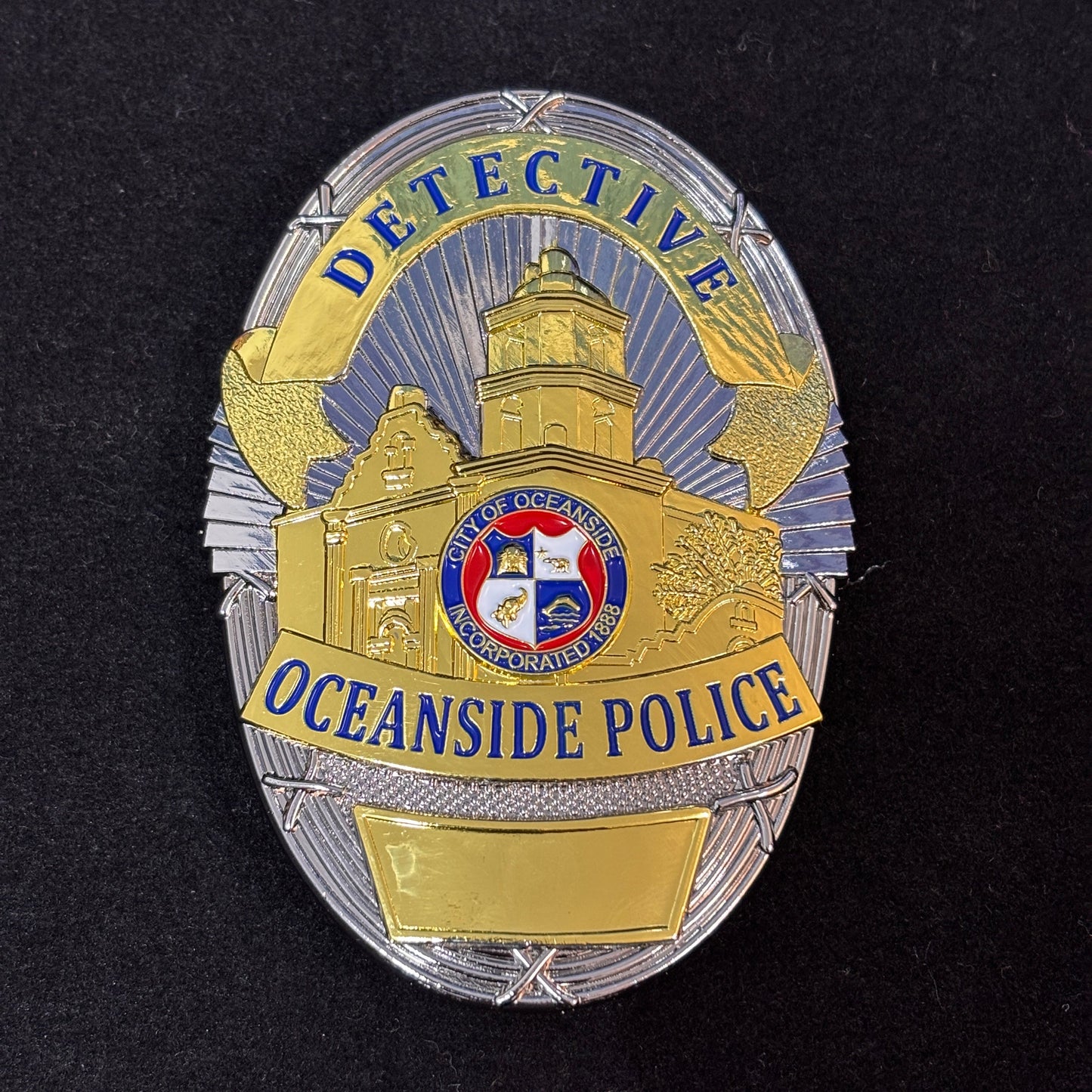US Detective Oceanside Police Badge Customizable Number